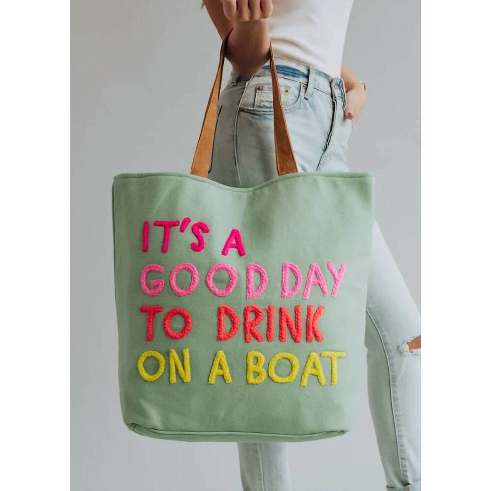 NEW PANACHE women's drink on a boat tote in mint